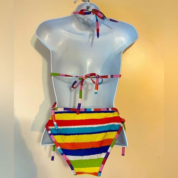 Rainbow Stripes String Bikini Sz OS - Picture 3 of 3